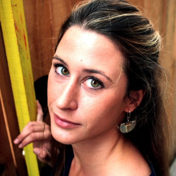 Boucles d'oreilles Piñatex Daisy Argenté & Doré_porté