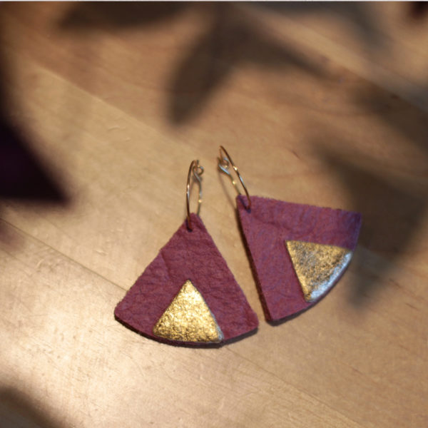 Créoles Ethnic Rose et Doré en Piñatex®