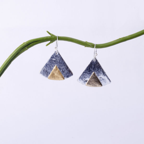 Boucles d'oreilles Piñatex Ethnic Argenté et Doré